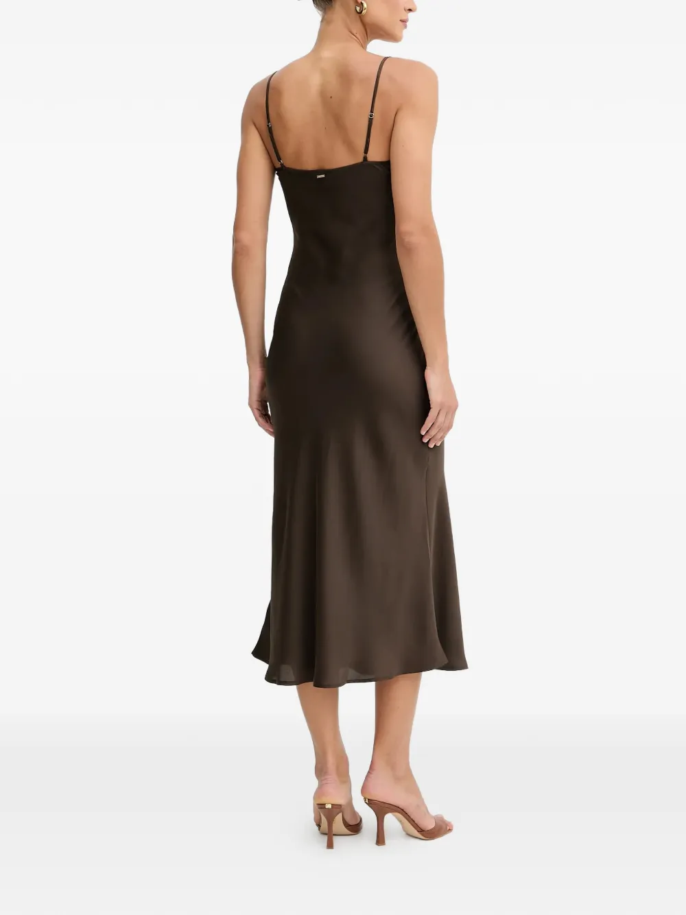 Guess Usa New Akilina Cowl-neck Midi Dress In Brown