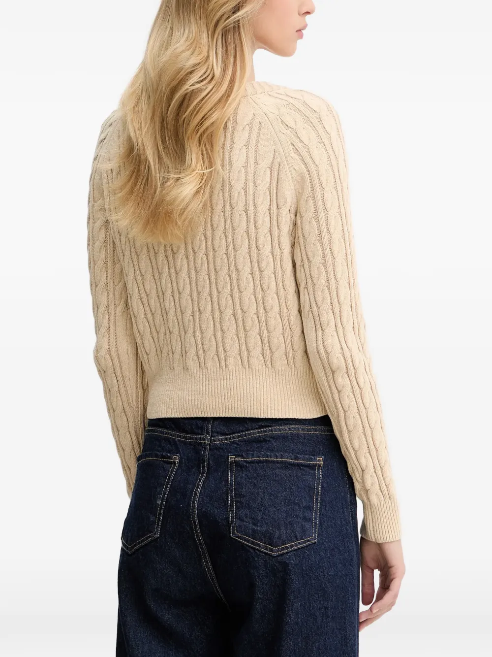 Guess Usa Button-up Cable-knit Cardigan In Neutral