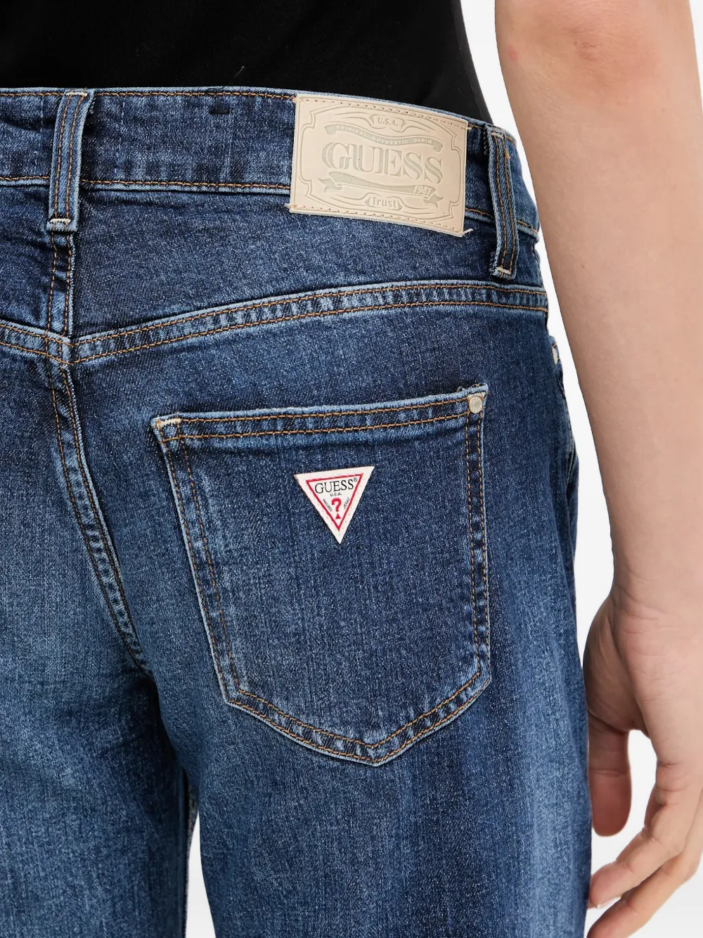 Guess Usa Raw-cut Straight-leg Jeans In Blue