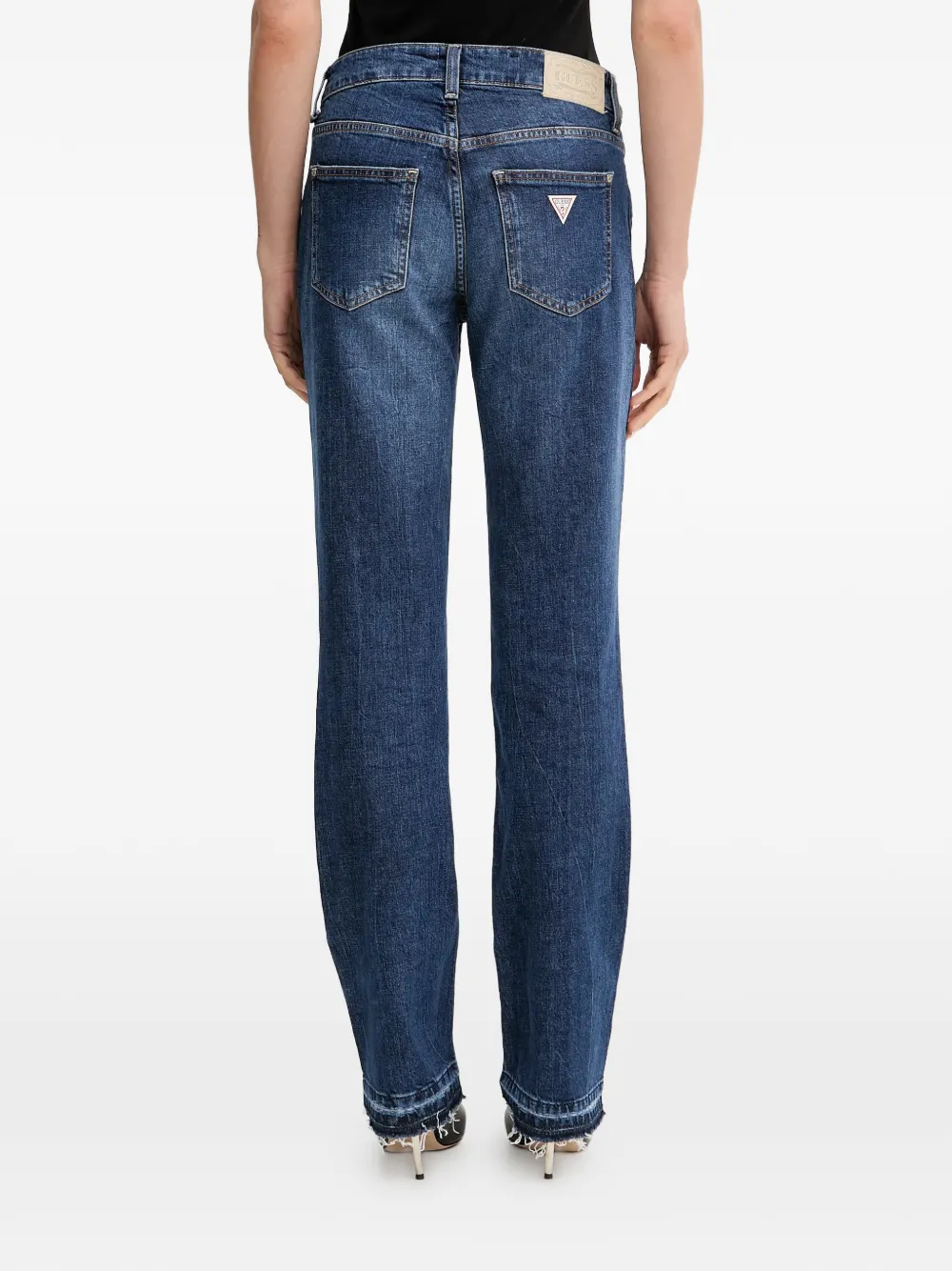 Guess Usa Raw-cut Straight-leg Jeans In Blue