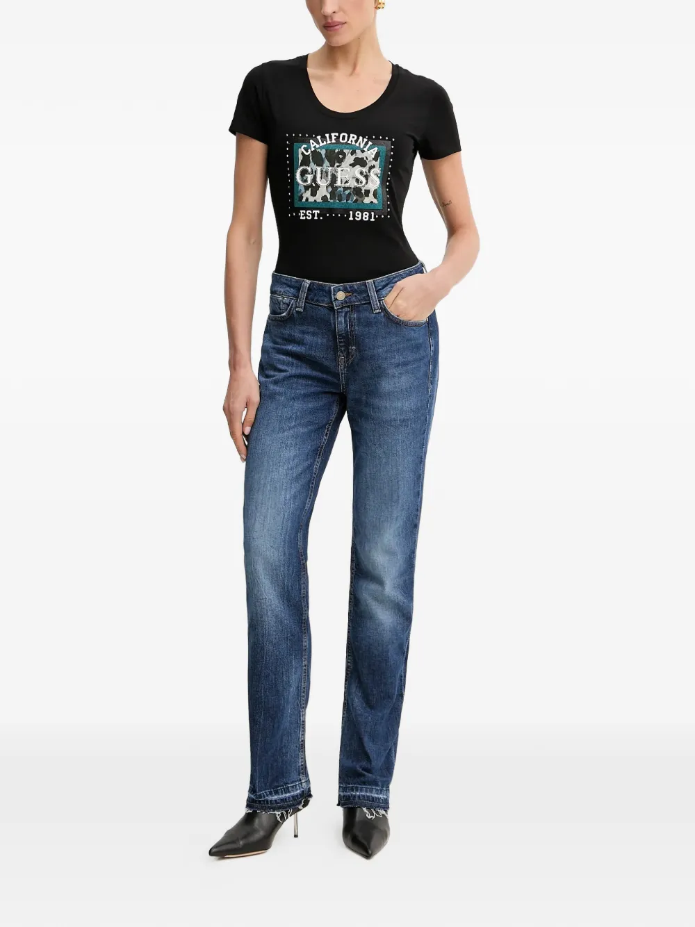 Guess Usa Raw-cut Straight-leg Jeans In Blue