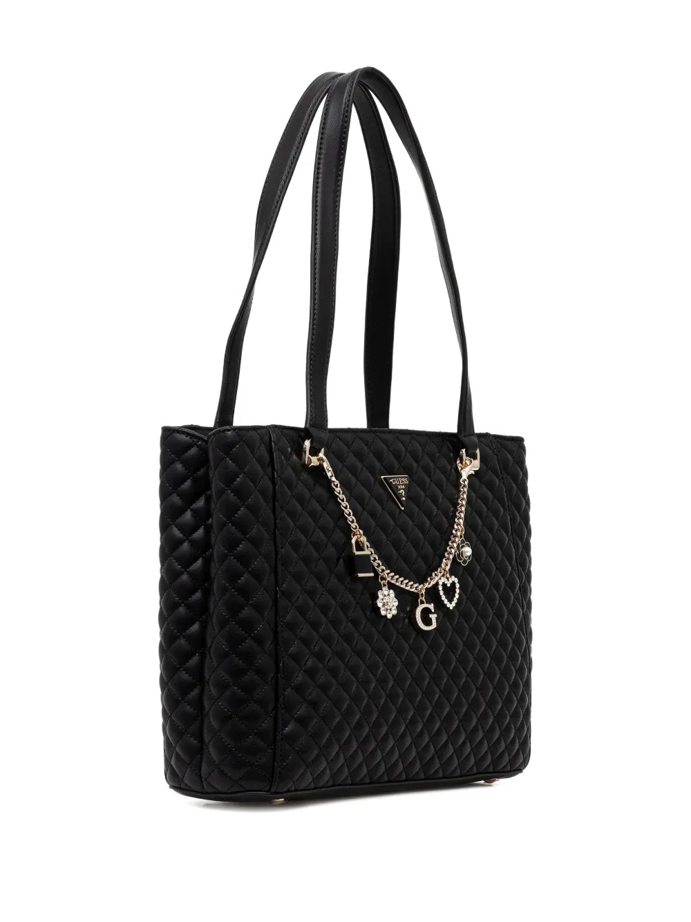 GUESS USA Everlee quilted charm tote bag - Zwart