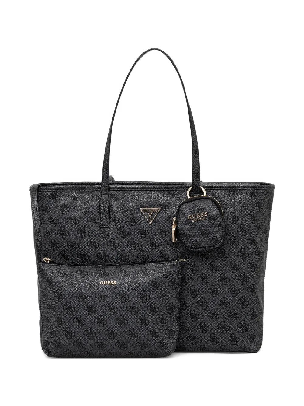 Guess Usa Monogram-pattern Tote Bag In Black