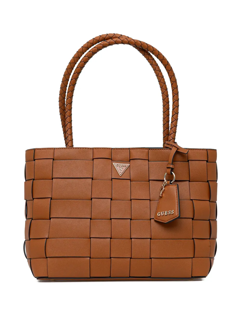 Guess Usa Maylee Logo-plaque Tote Bag In Brown