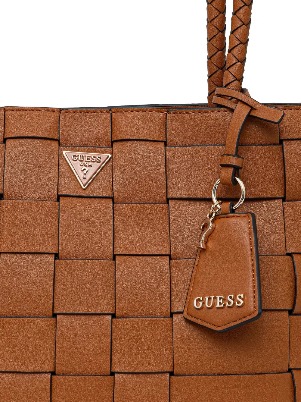 Guess Usa Maylee Logo-plaque Tote Bag In Brown
