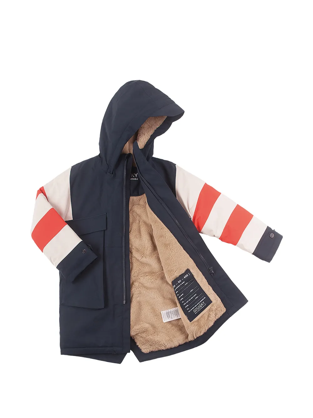 Gosoaky Striped Fox Hooded Jacket - Blue 