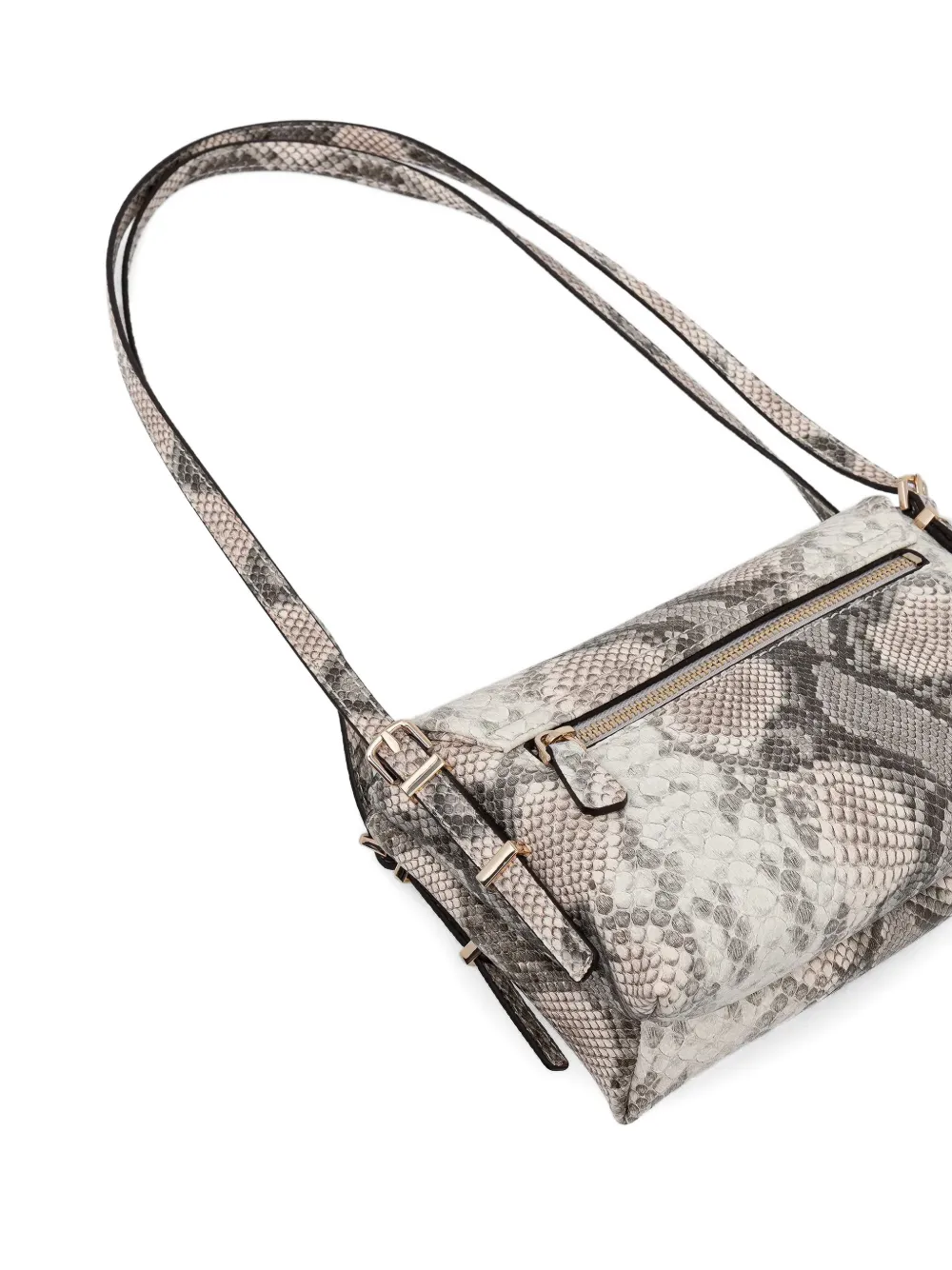 Guess Usa Snakeskin-effect Chain Satchel Bag In Gray