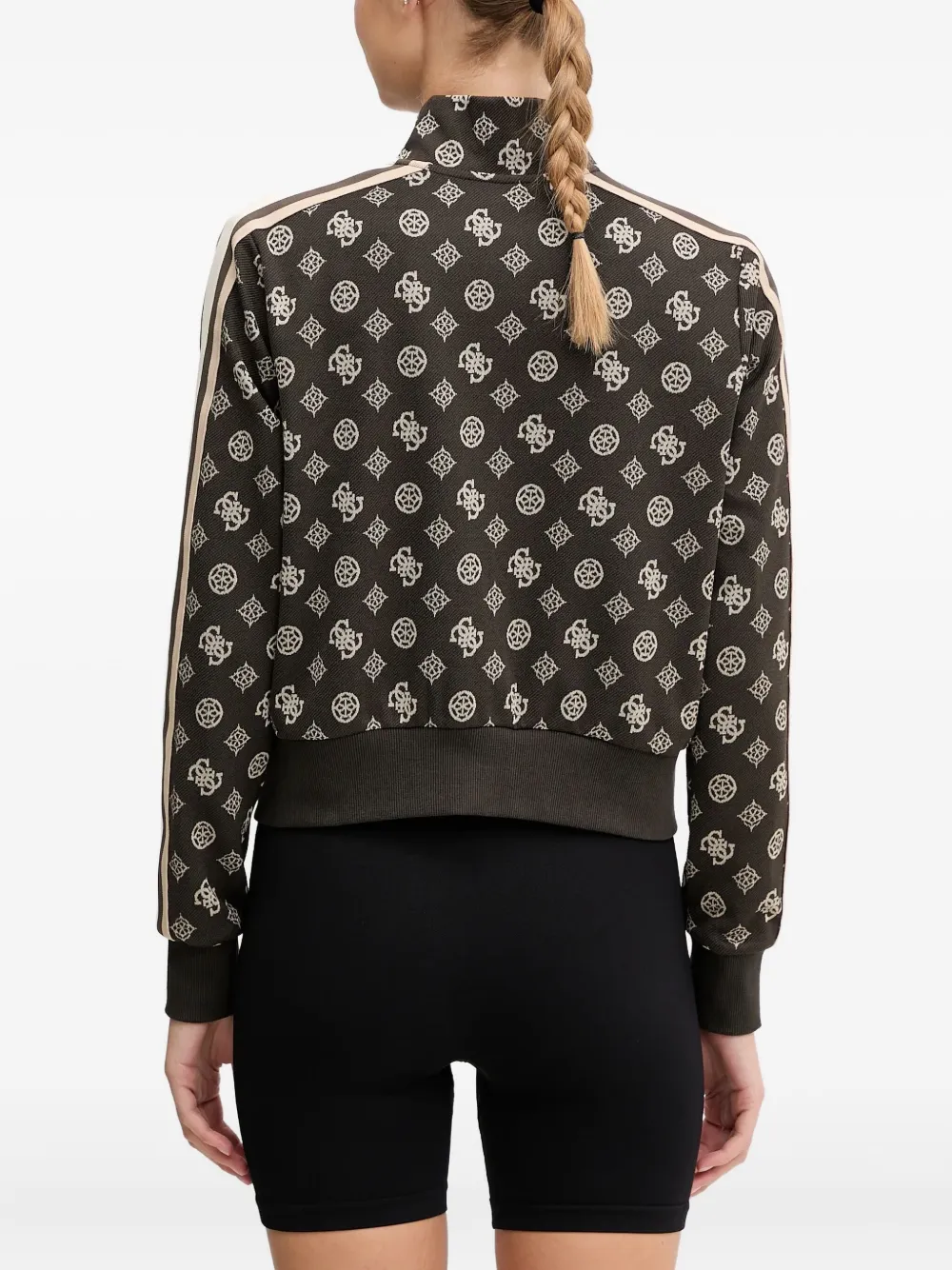 Guess Usa All-over Logo Full-zip Sweatshirt In Multi
