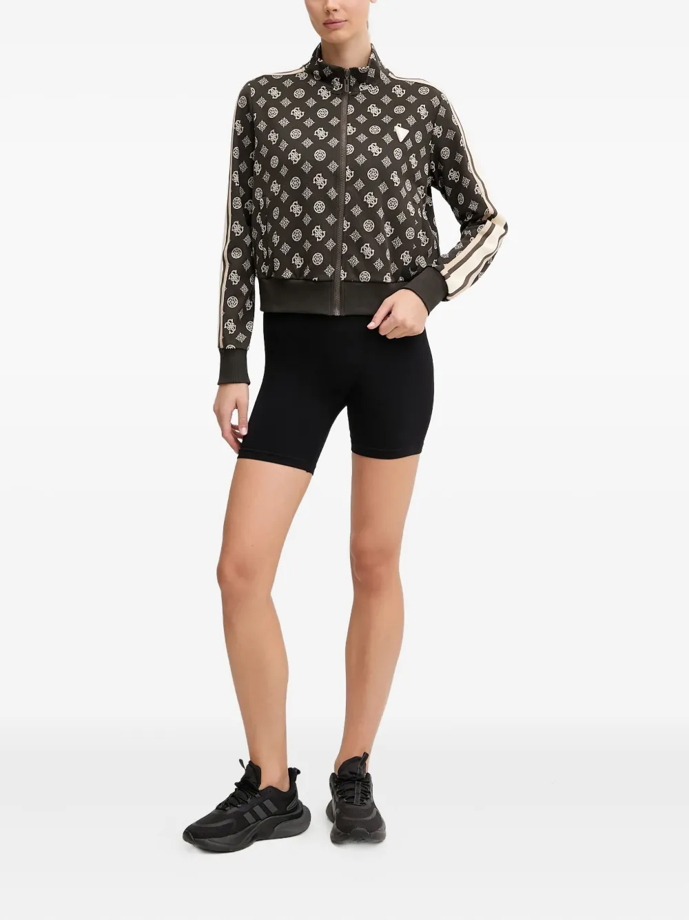 Guess Usa All-over Logo Full-zip Sweatshirt In Multi