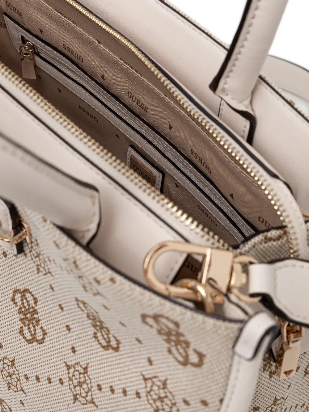 Guess Usa Monogram-pattern Bag In Neutral