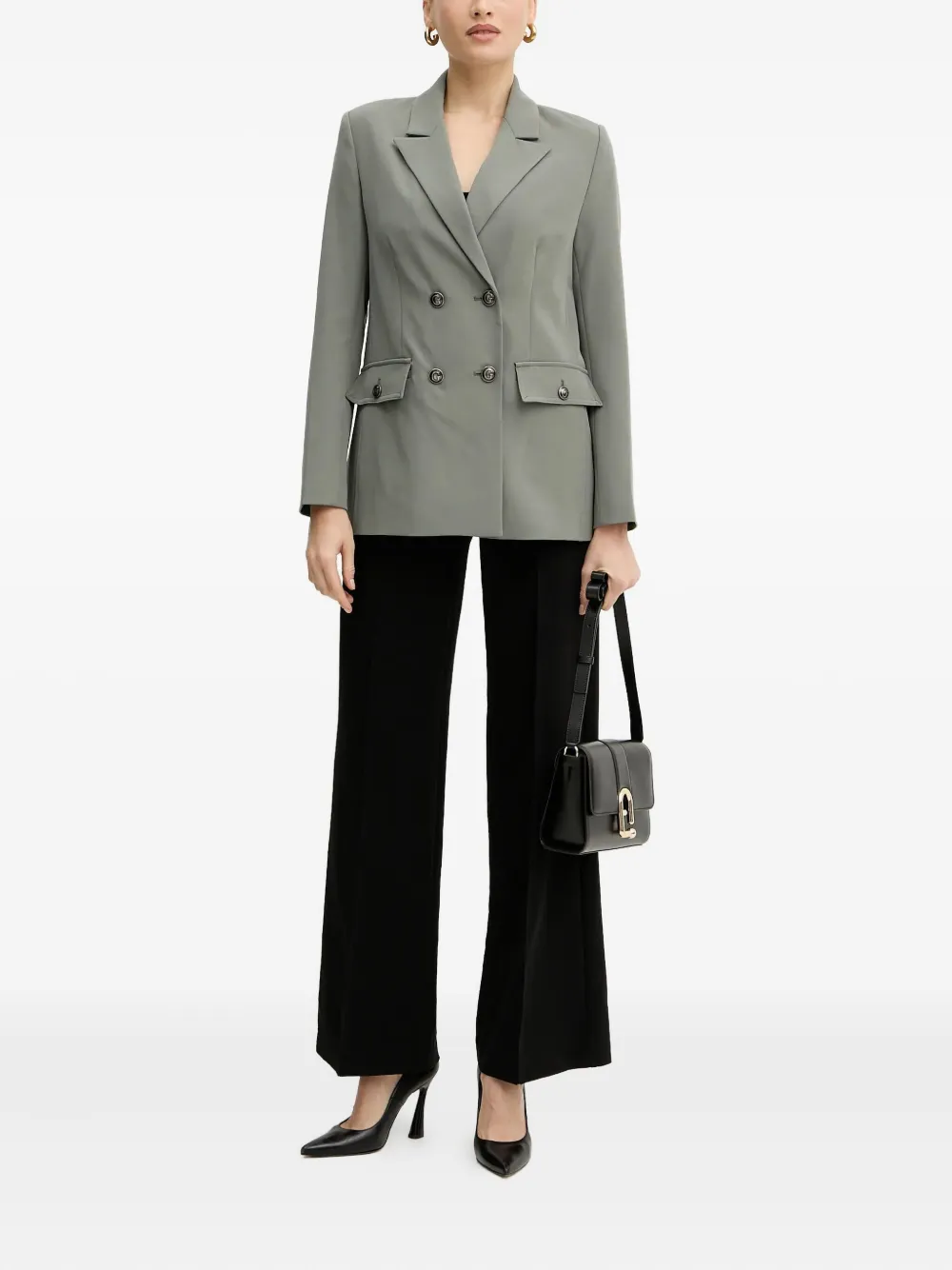 Guess Usa Fiona Double-breasted Blazer In Gray