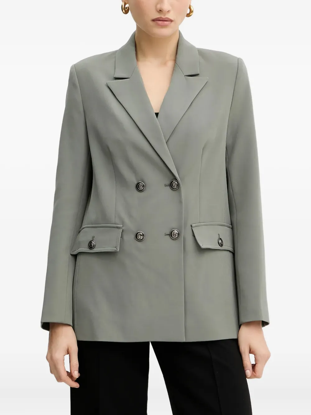 Guess Usa Fiona Double-breasted Blazer In Gray