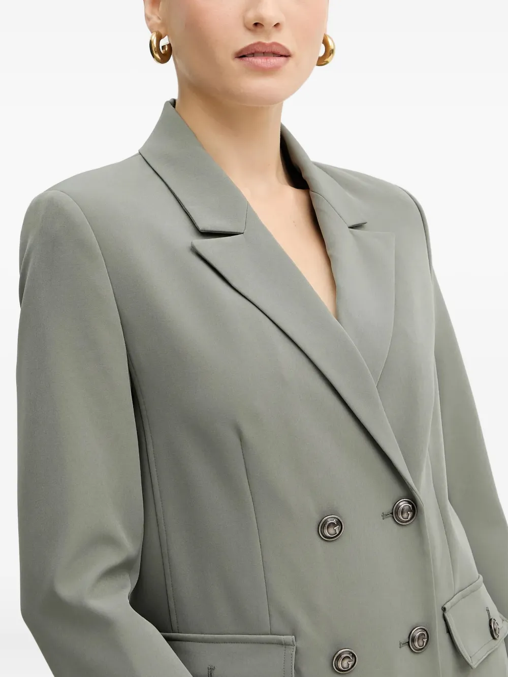 Guess Usa Fiona Double-breasted Blazer In Gray