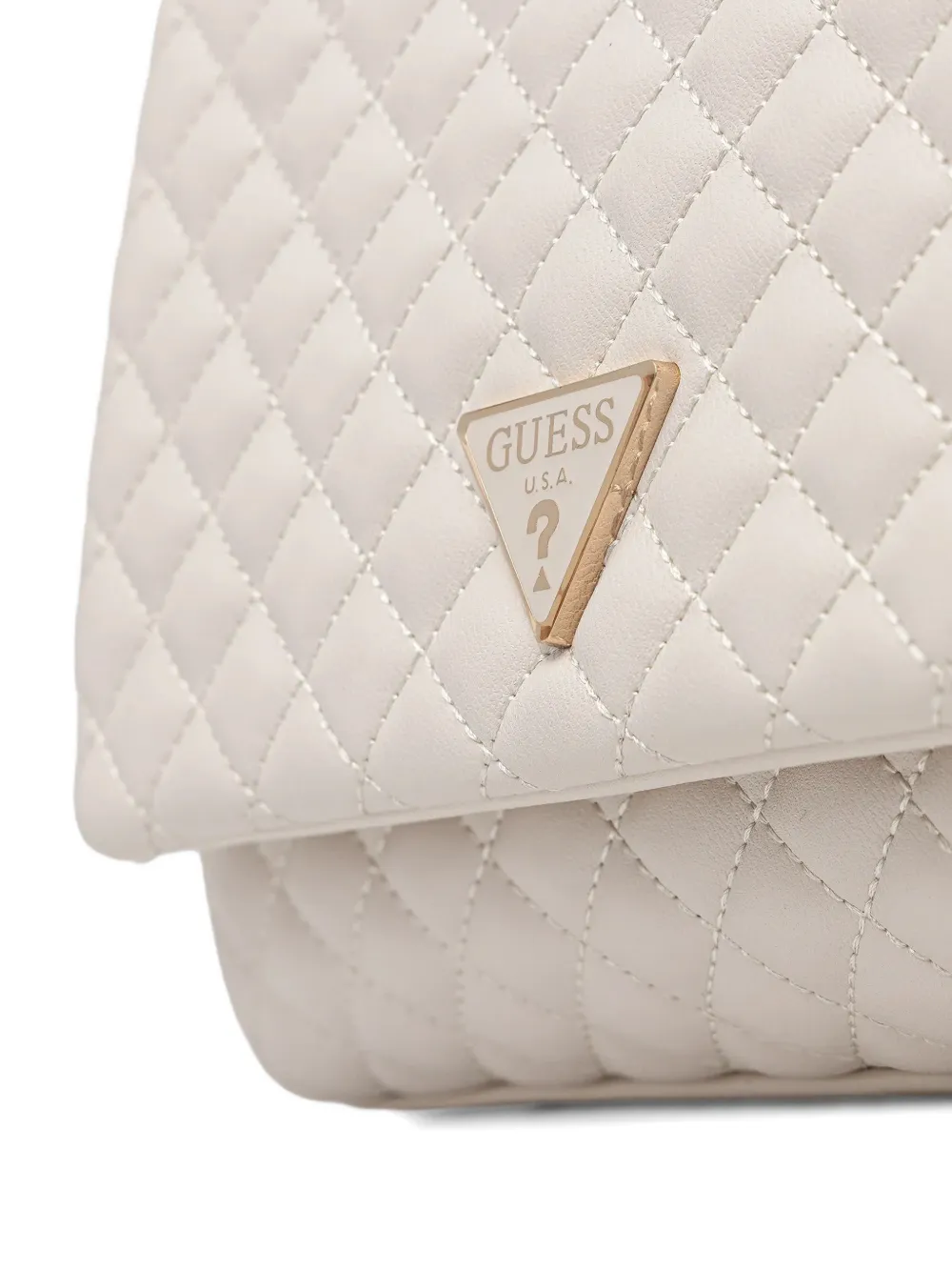 Guess Usa Everlee Quilted Shoulder Bag In White