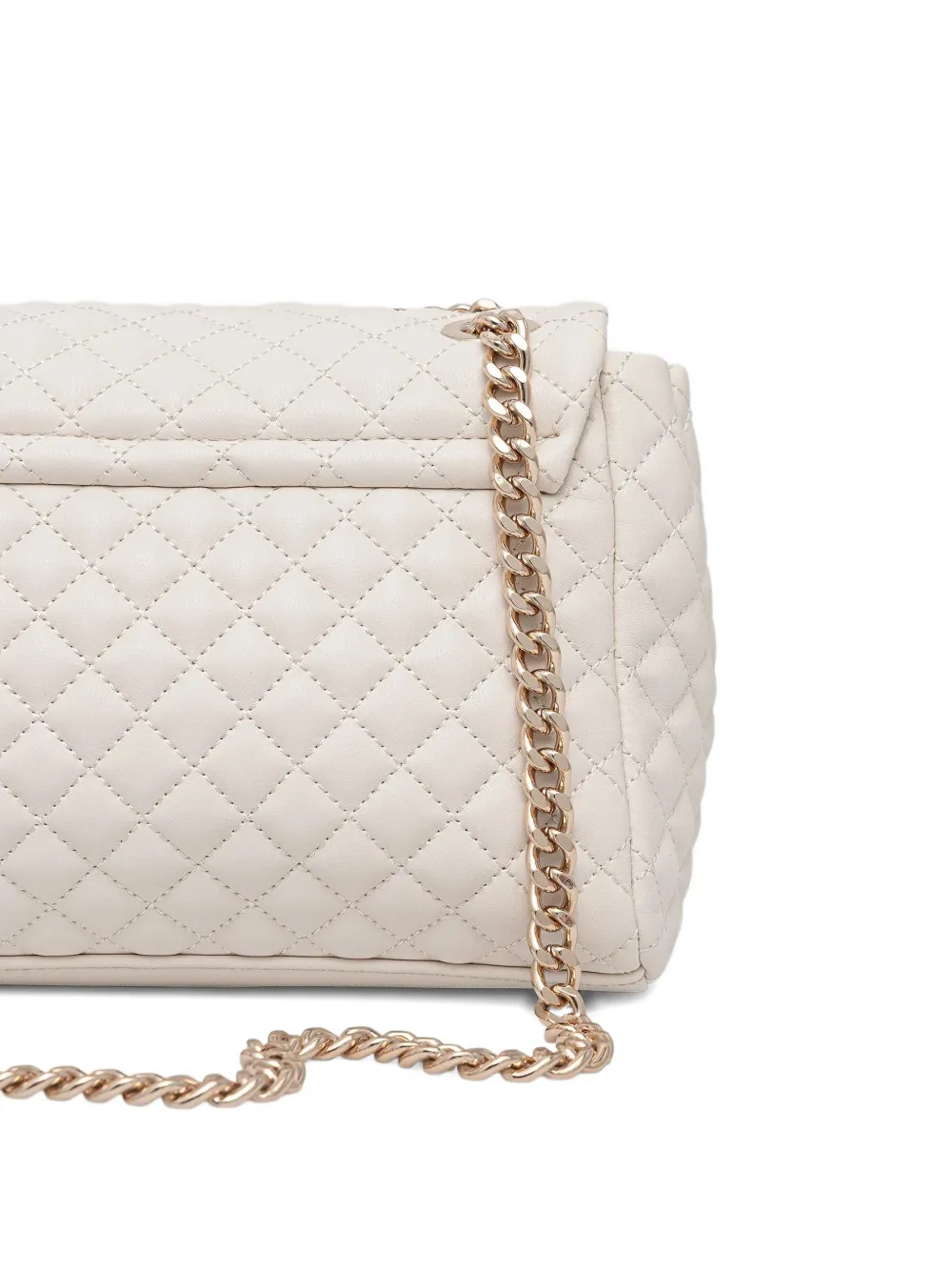 Guess Usa Everlee Quilted Shoulder Bag In White
