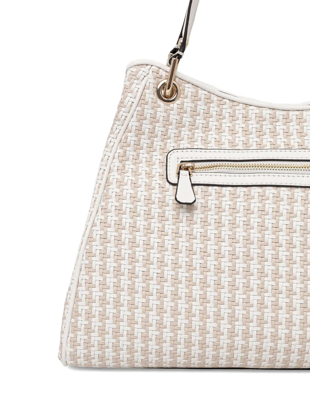 Guess Usa Mirema Woven Charm Tote Bag In Neutral