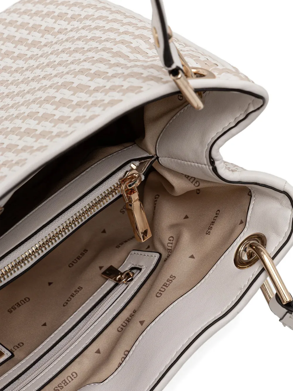 Guess Usa Mirema Woven Charm Tote Bag In Neutral