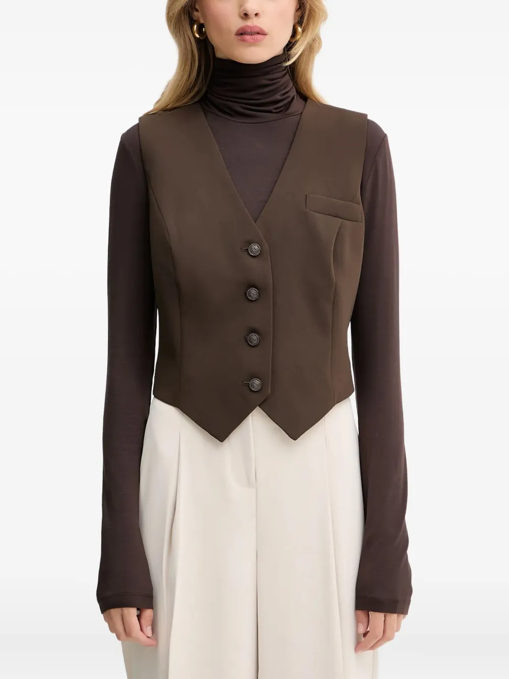 GUESS USA チェストポケット トップ - ブラウン GUESS USA チェストポケット トップ - ブラウン