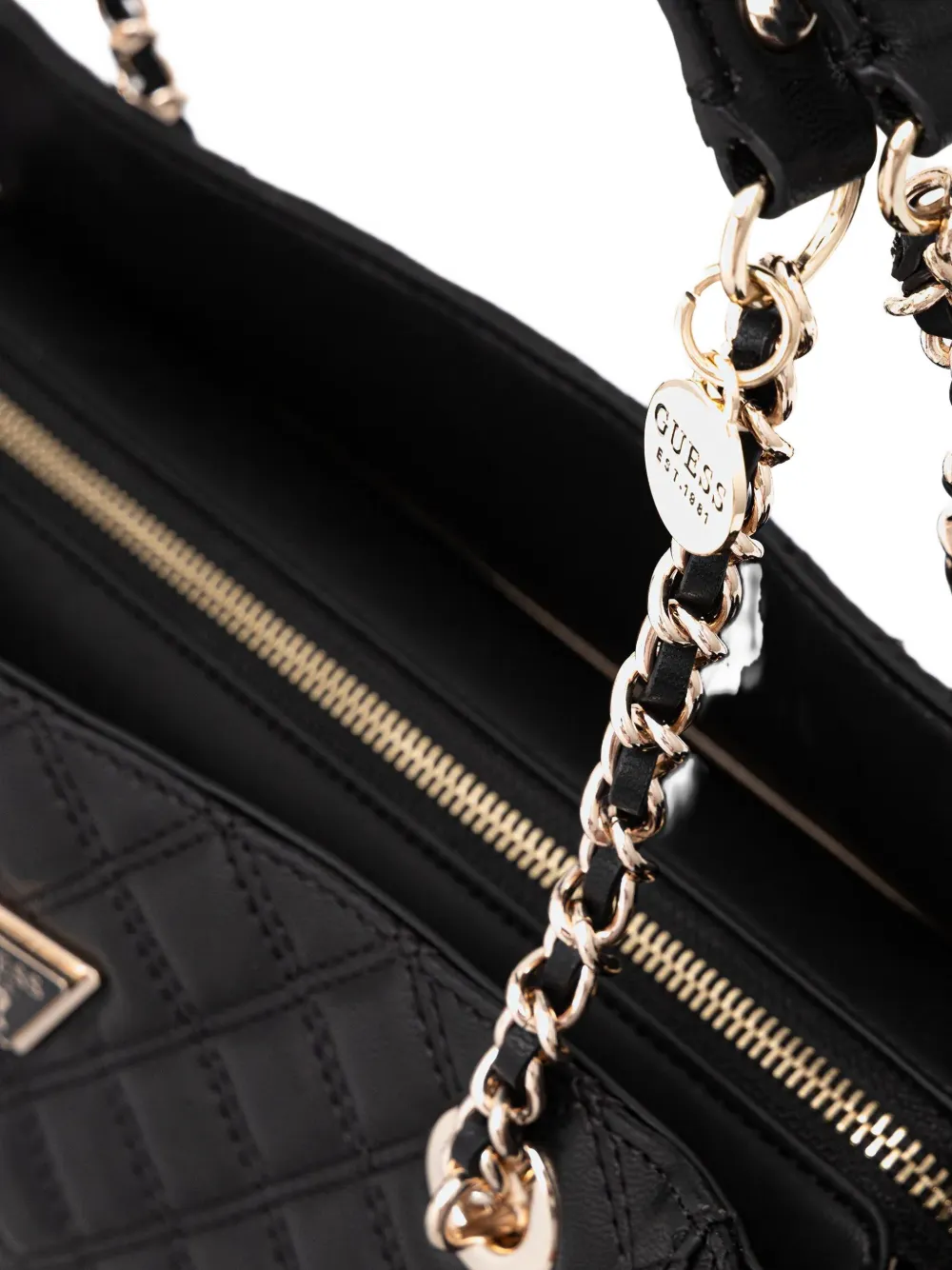 Guess Usa Large Giully Quilted Tote Bag In Black