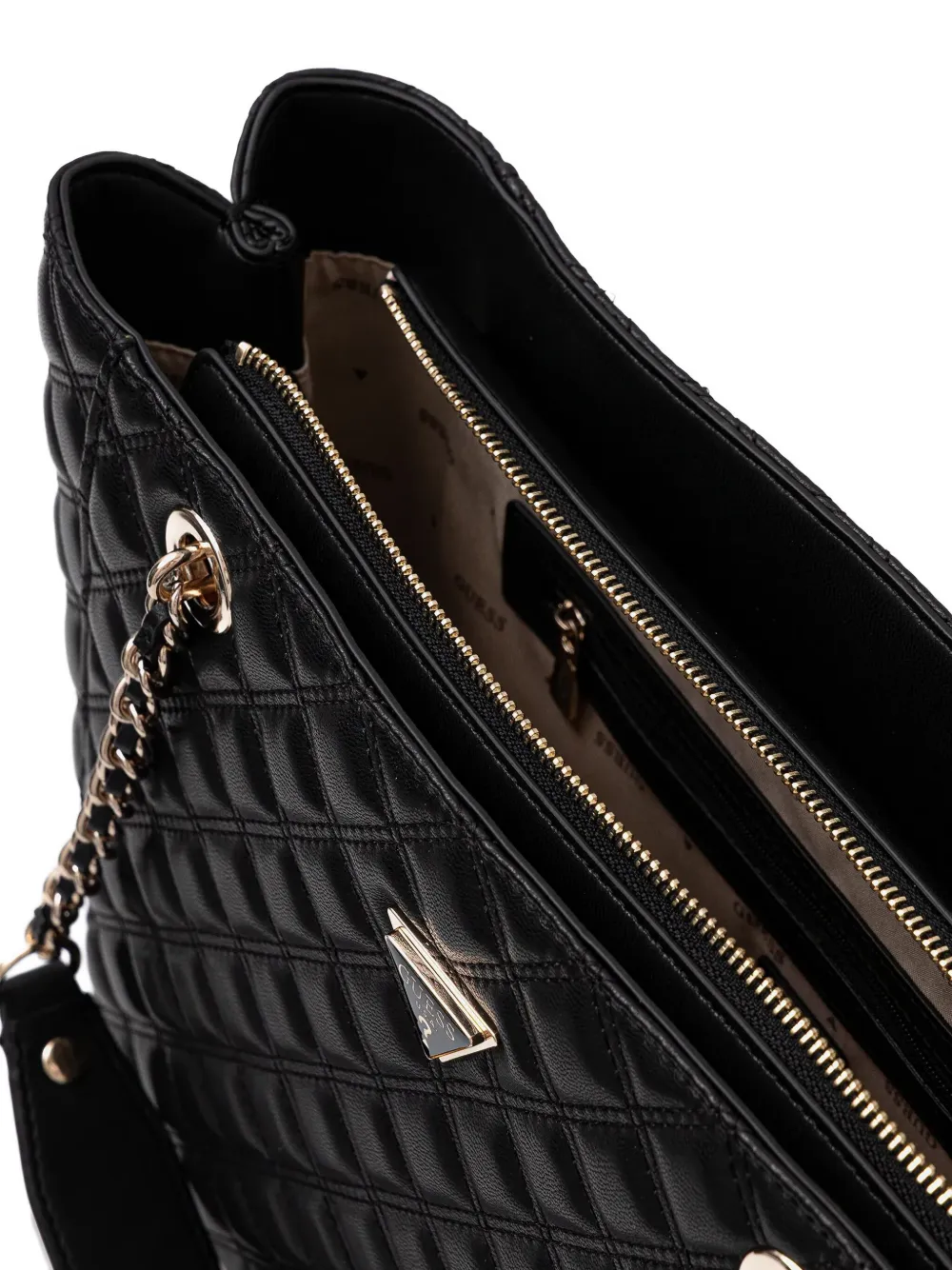 Guess Usa Large Giully Quilted Tote Bag In Black