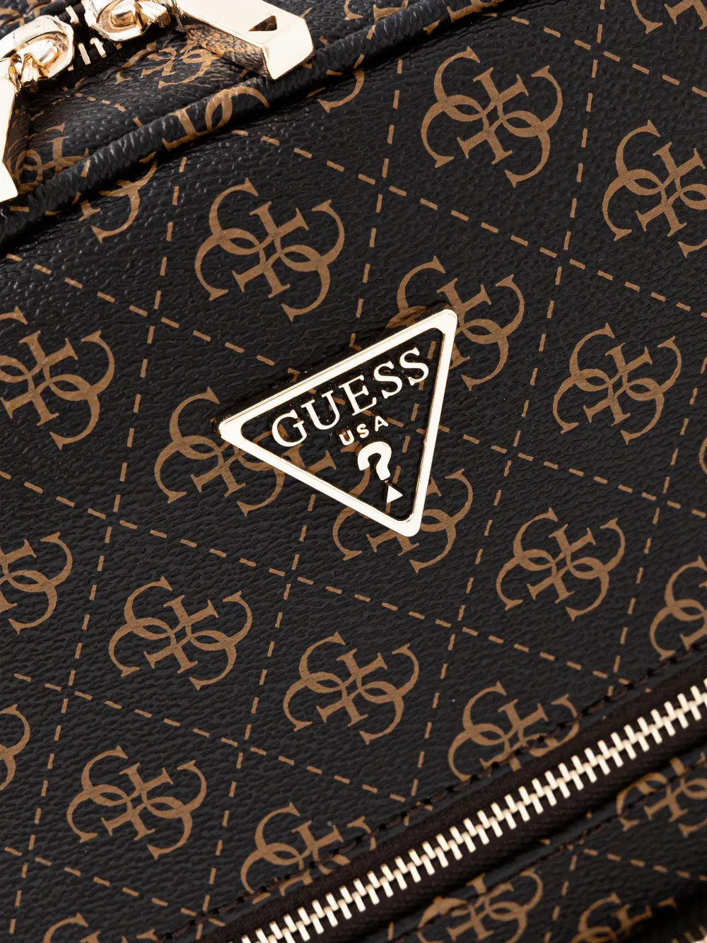 GUESS USA Rugzak met monogram-patroon en ritszak Bruin