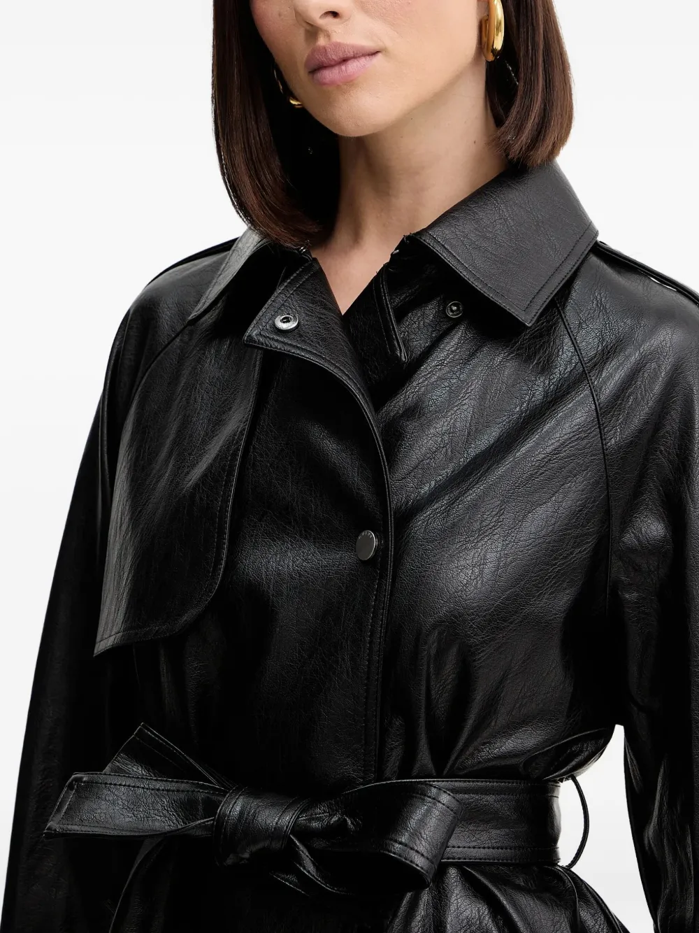 Guess Usa Belted Buttoned Jacket In Animal Print