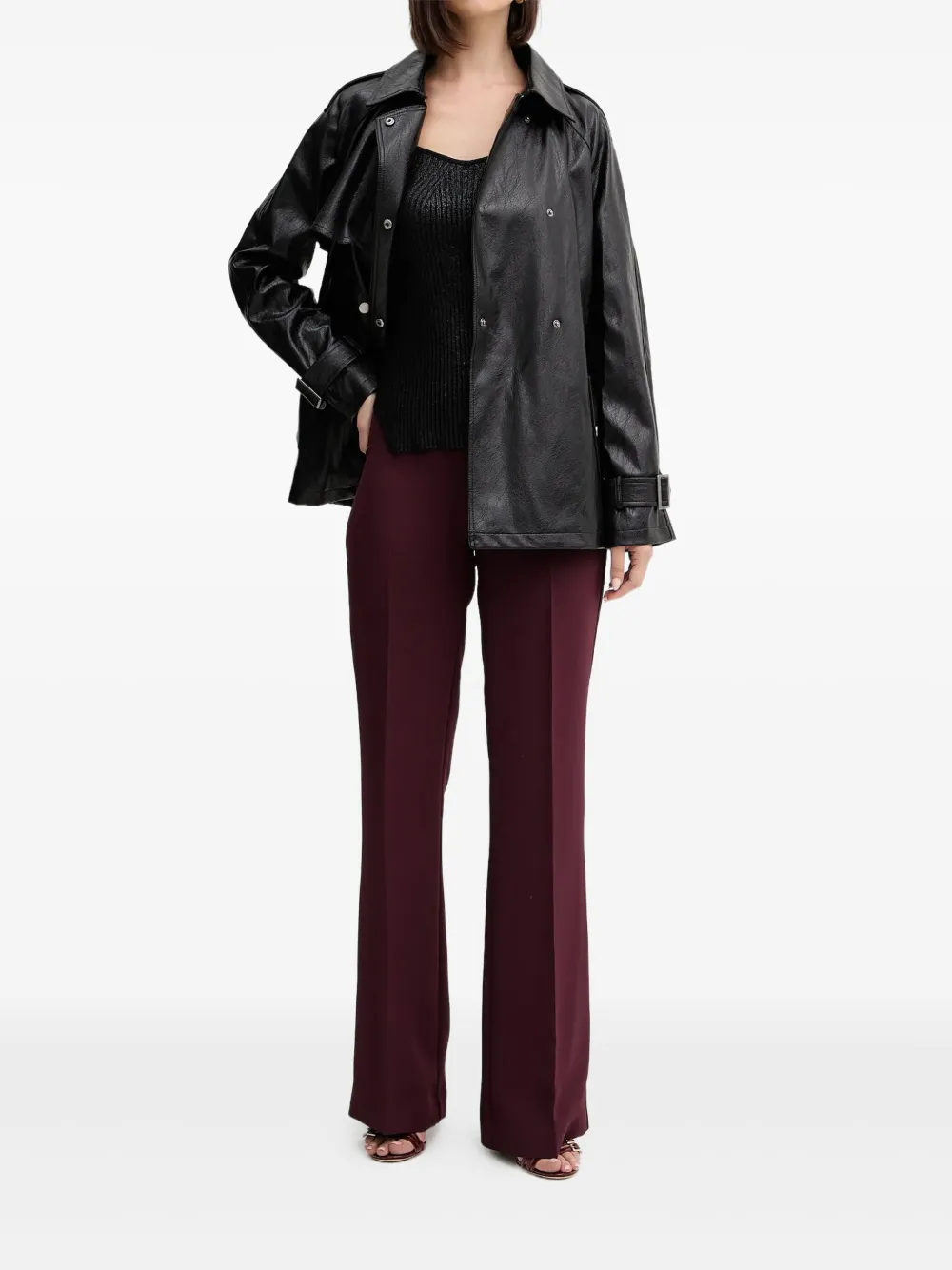 Guess Usa Belted Buttoned Jacket In Animal Print