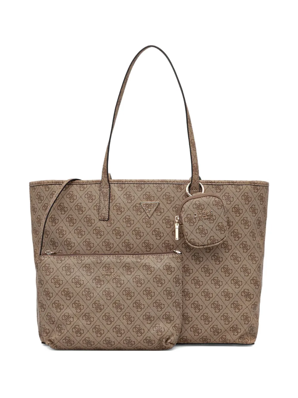 Guess Usa Power Play Ii Logo-plaque Tote Bag In Brown