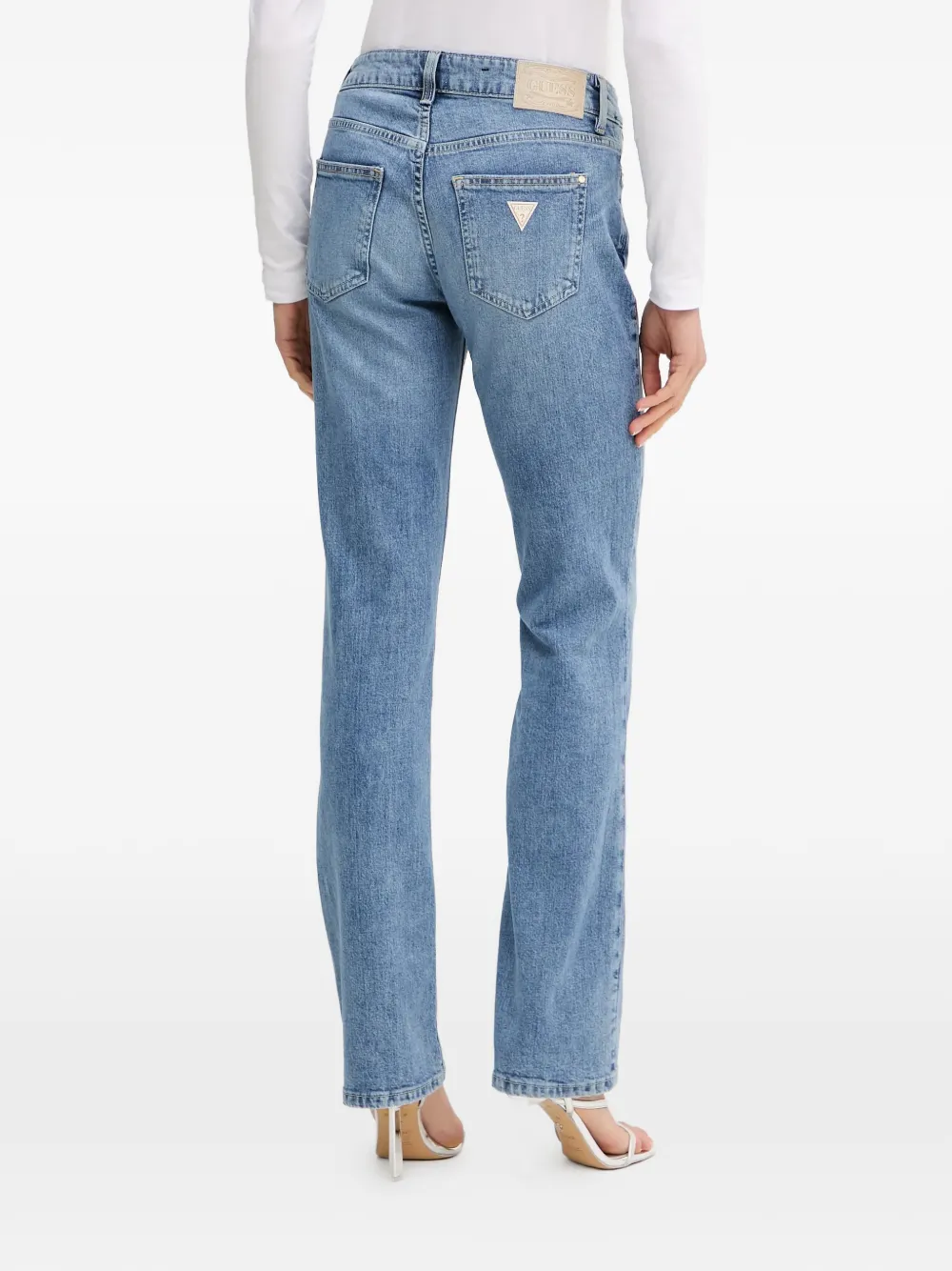 Guess Usa Triangle-logo Straight-leg Jeans In Blue