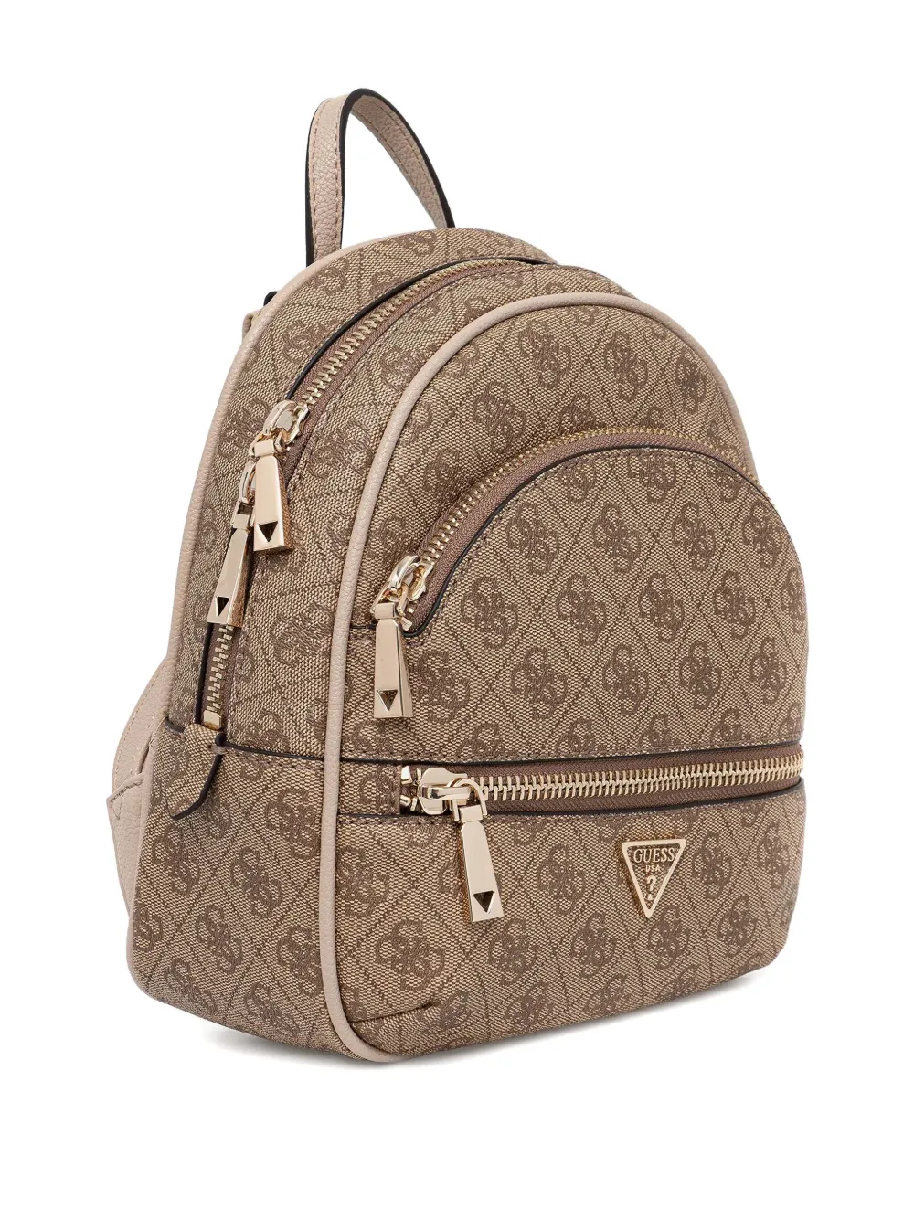 Guess Usa Monogram-pattern Zip-pockets Backpack In Brown