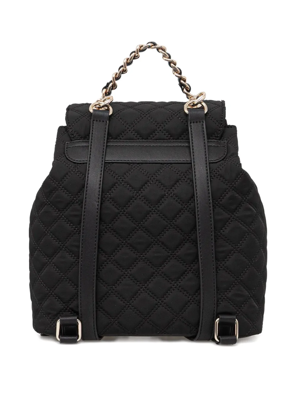 Guess Usa Quilted-effect Chain-handle Backpack In Black