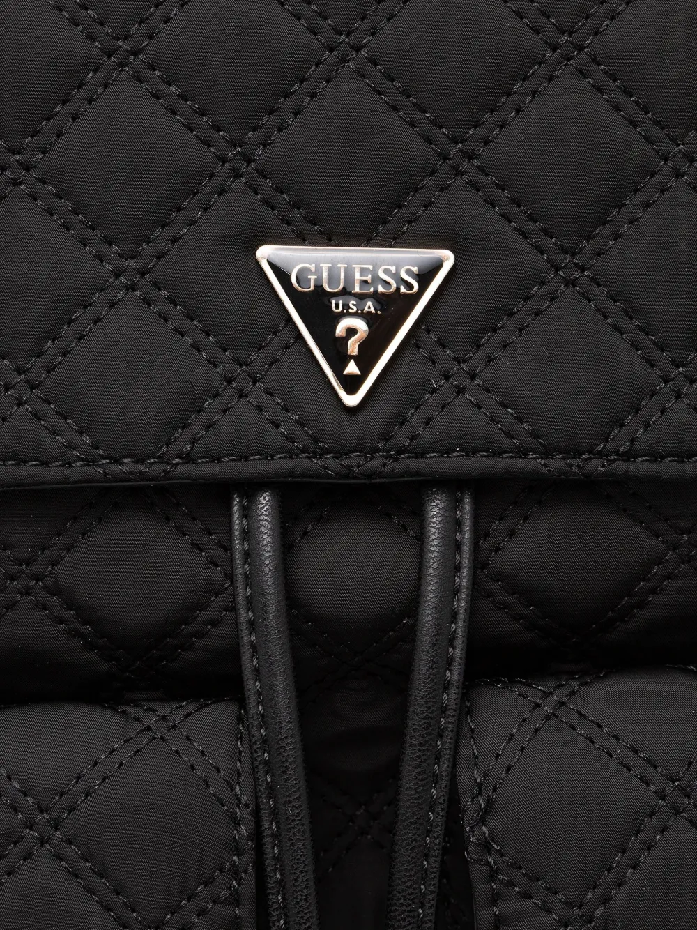 Guess Usa Quilted-effect Chain-handle Backpack In Black