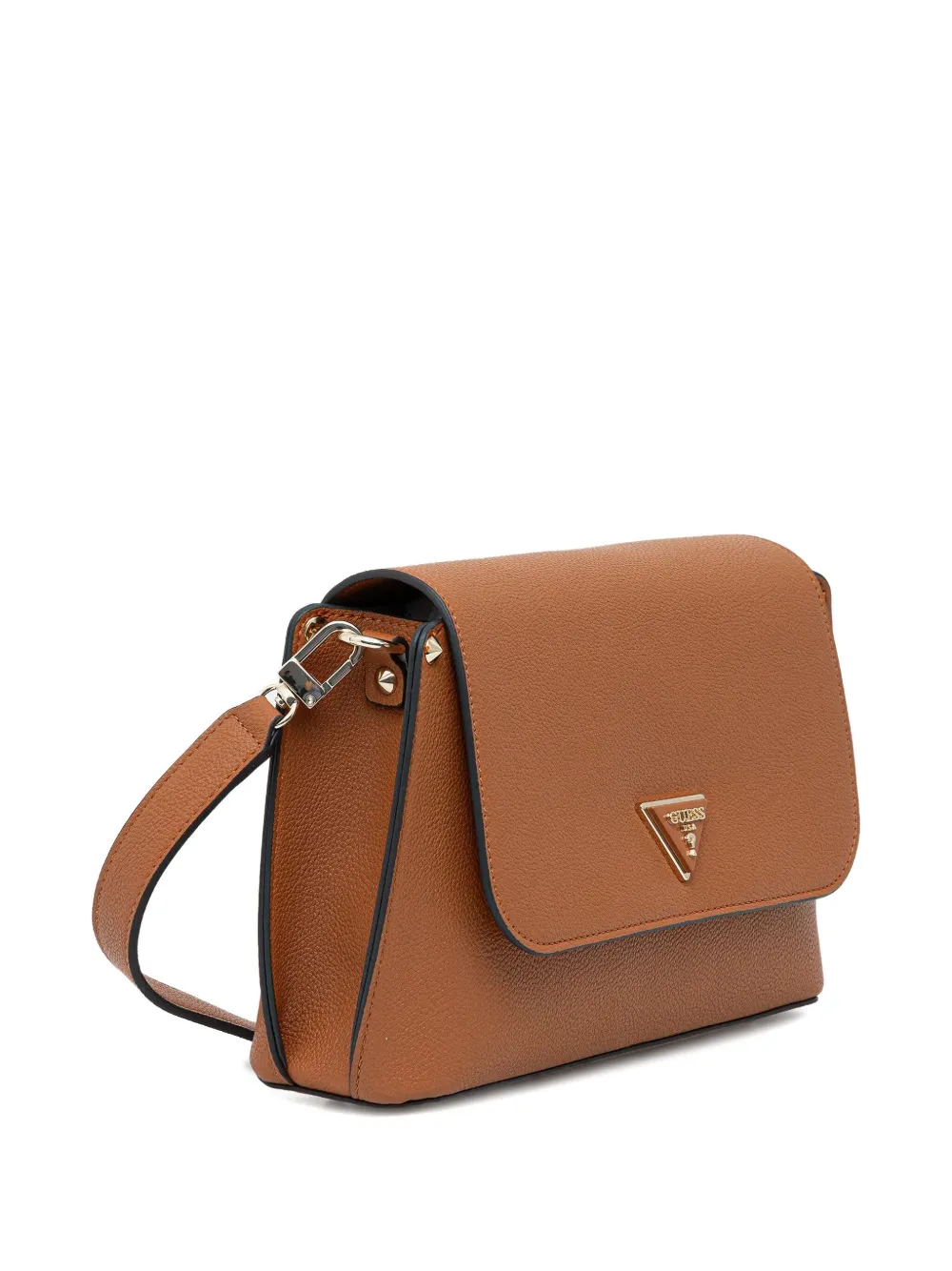 Guess Usa Logo-plaque Crossbody Bag In Brown