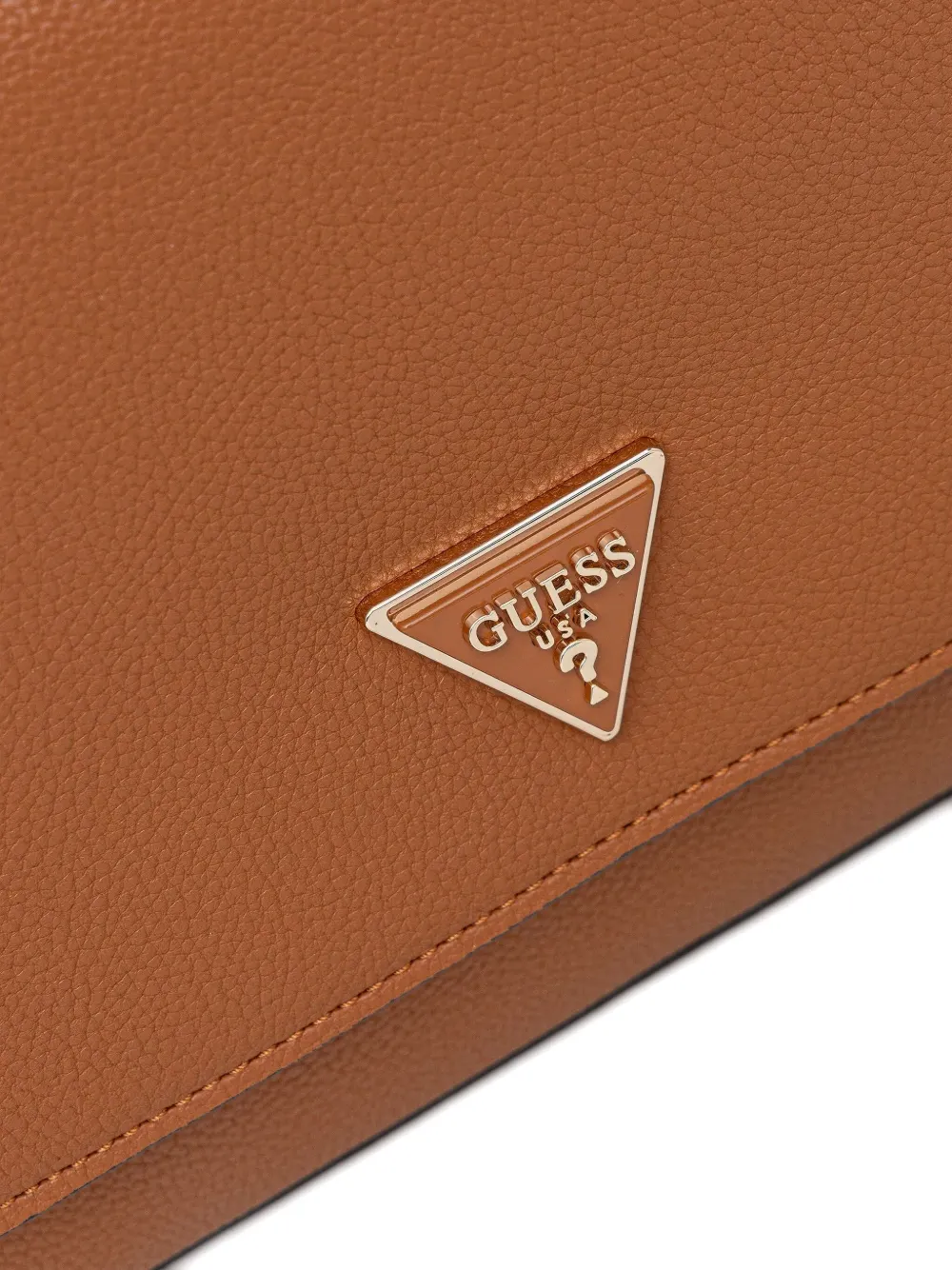 Guess Usa Logo-plaque Crossbody Bag In Brown