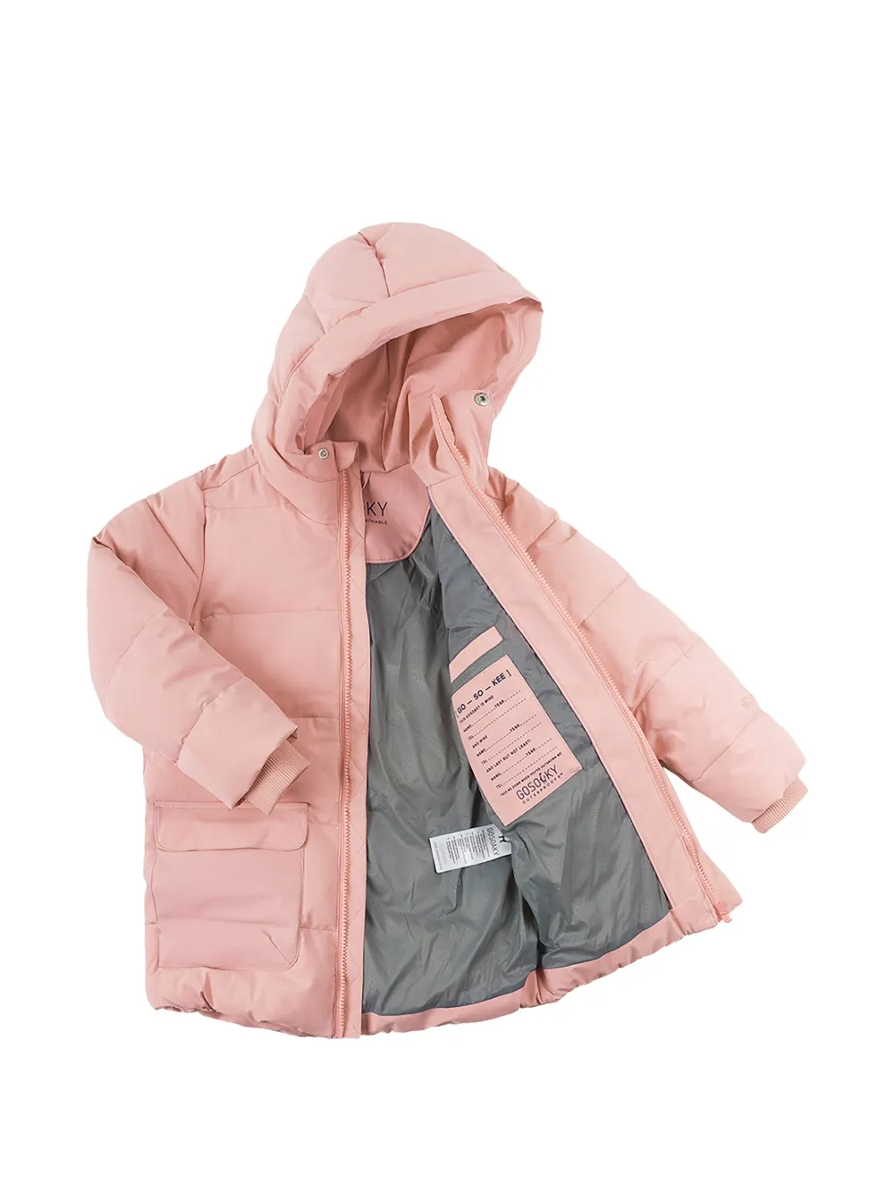 Gosoaky Donsjack met capuchon en zak Roze