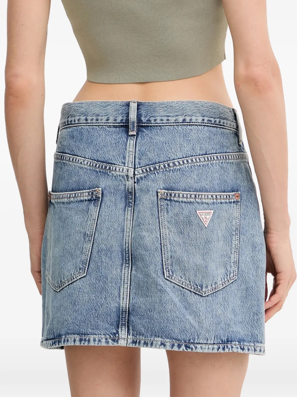  Guess Usa Logo-patch Denim Skirt - Blue 