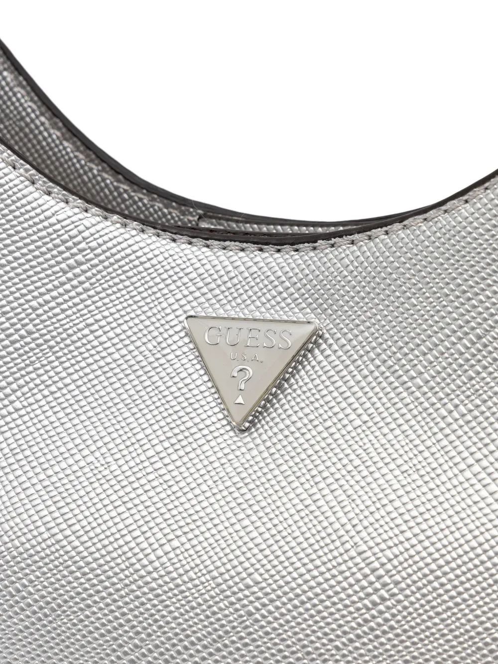 Guess Usa Mini Rosalba Logo-plaque Tote Bag In Silver