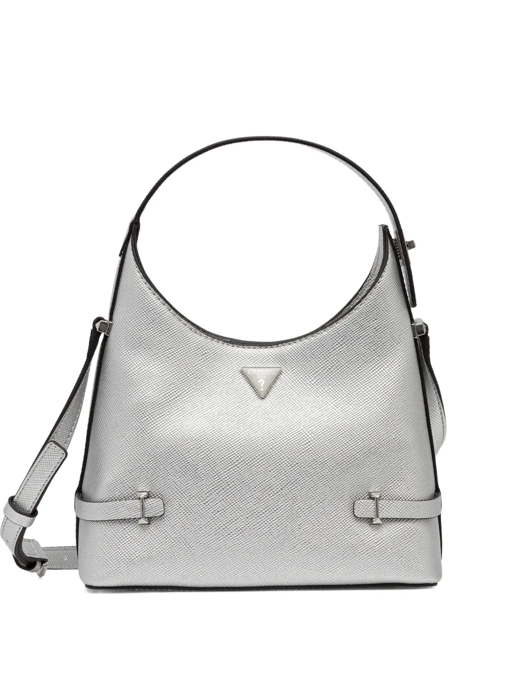 Guess Usa Mini Rosalba Logo-plaque Tote Bag In Silver