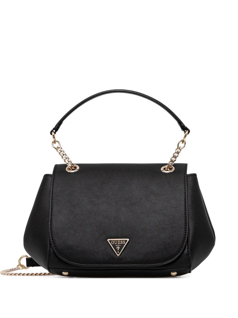 Guess Usa Chain-strap Logo-plaque Shoulder Bag In Black