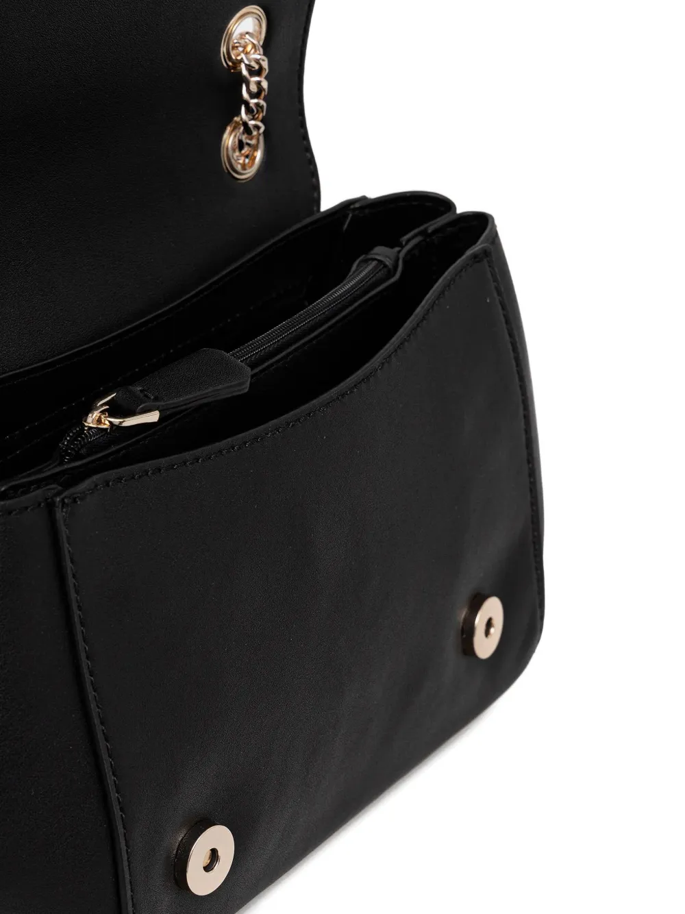 Guess Usa Chain-strap Logo-plaque Shoulder Bag In Black