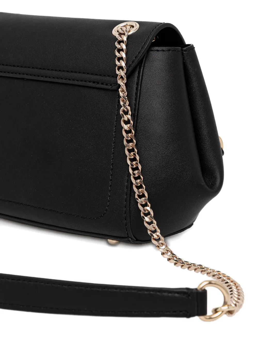Guess Usa Chain-strap Logo-plaque Shoulder Bag In Black