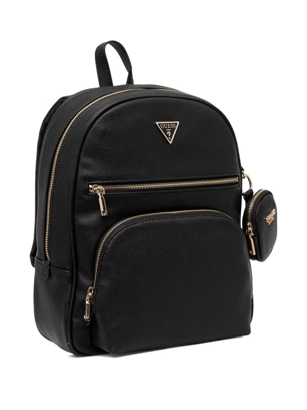 Guess Usa Top-handle Poch-detail Backpack In Black