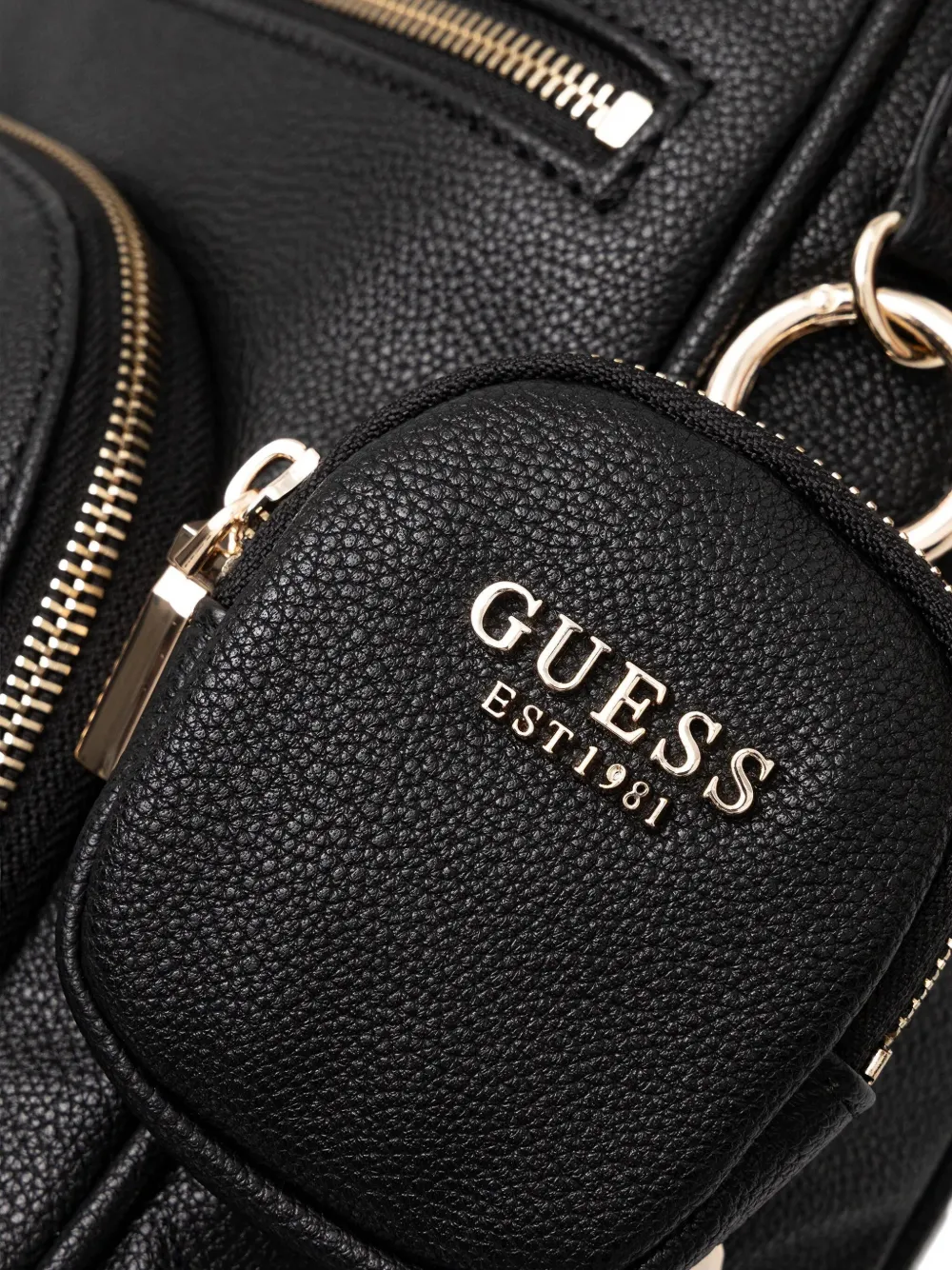 Guess Usa Top-handle Poch-detail Backpack In Black