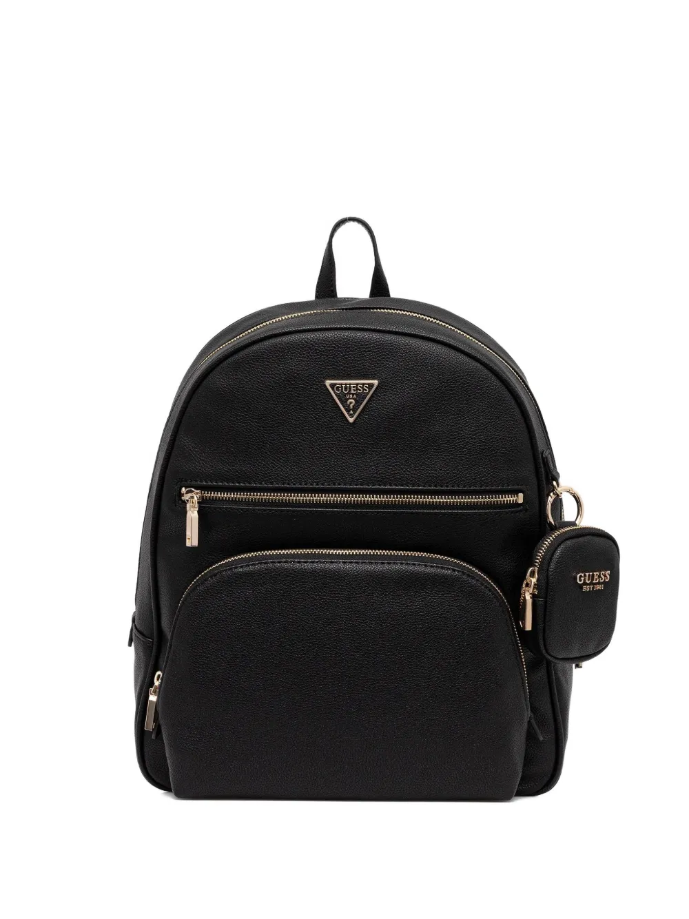 Guess Usa Top-handle Poch-detail Backpack In Black