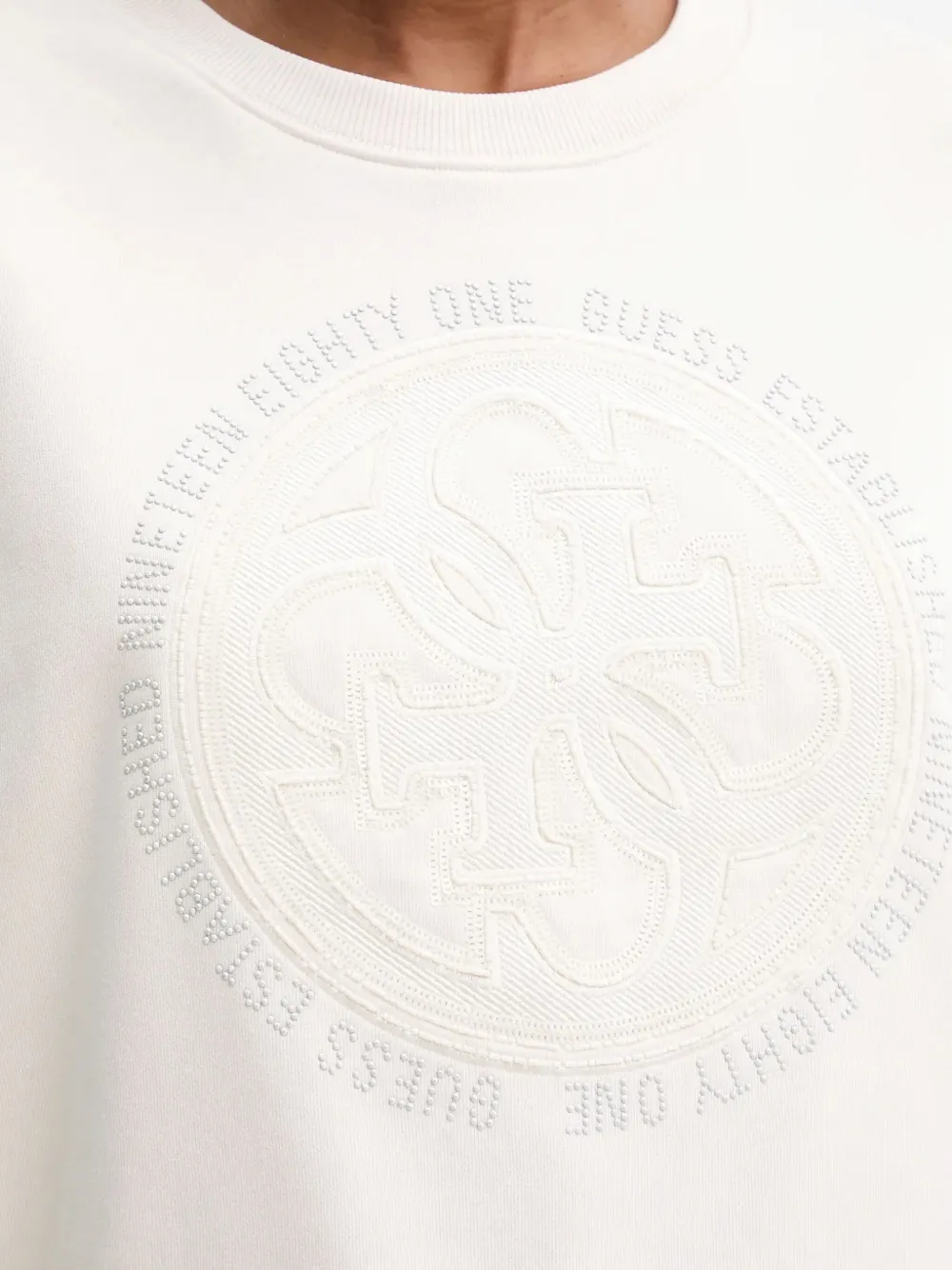 Guess Usa Embossed-graphic Sweatshirt In White