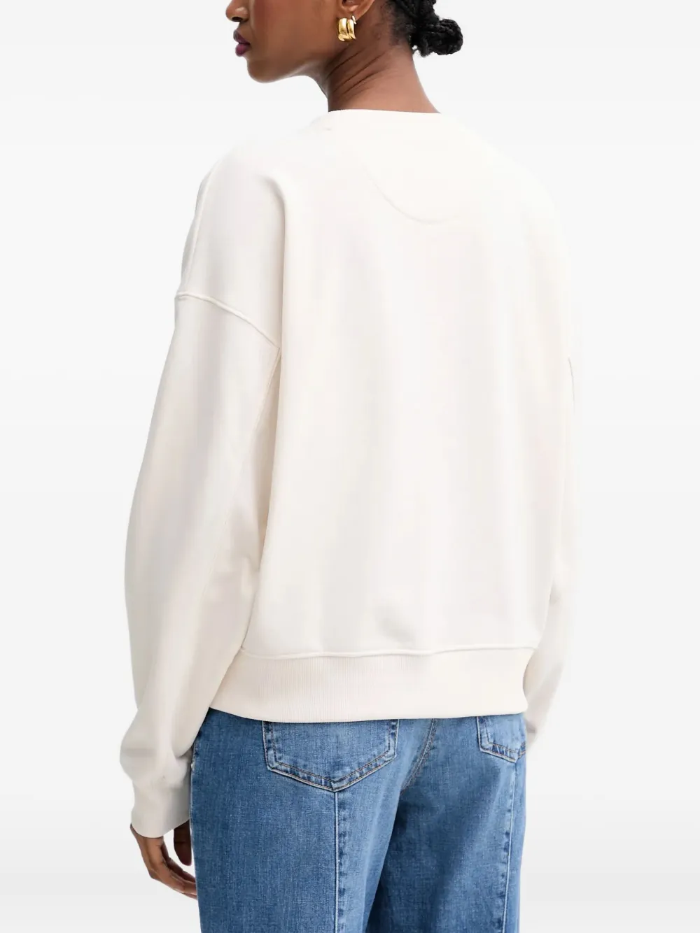 Guess Usa Embossed-graphic Sweatshirt In White