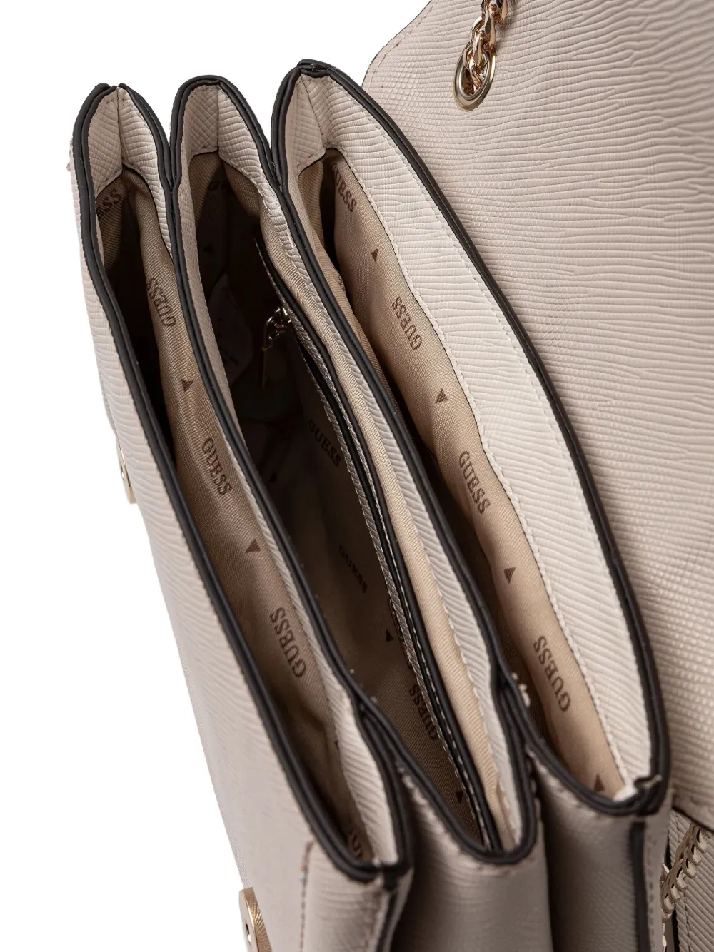 GUESS USA Noelle mini-crossbodytas met logoplakkaat Beige