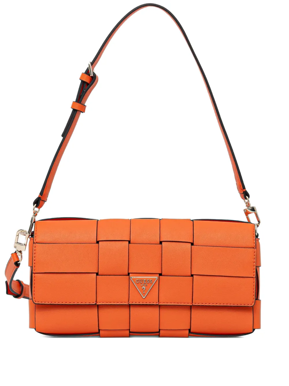 GUESS USA woven logo-plaque satchel bag – Orange