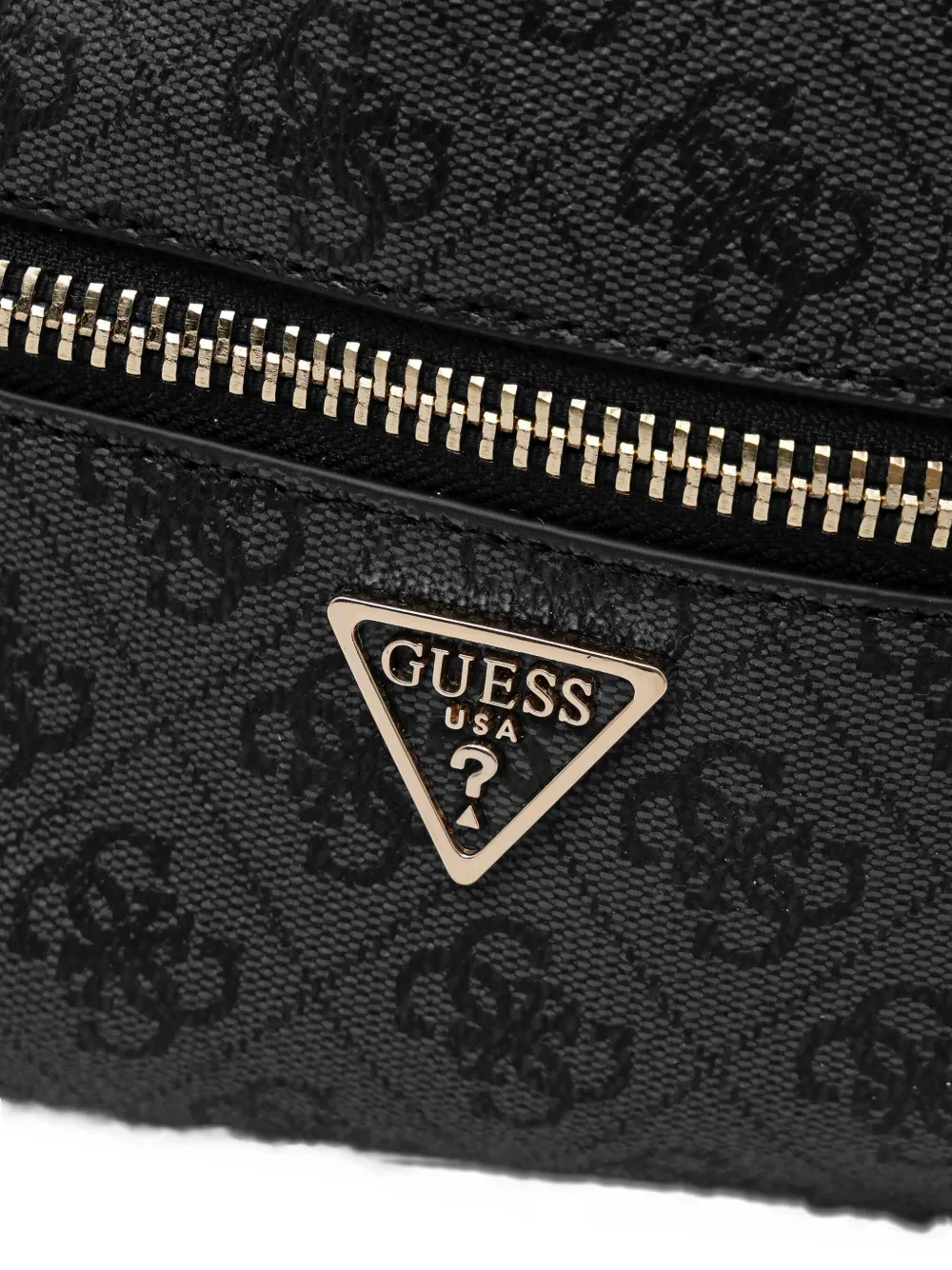 Guess Usa Monogram-pattern Zip-pocket Backpack In Black