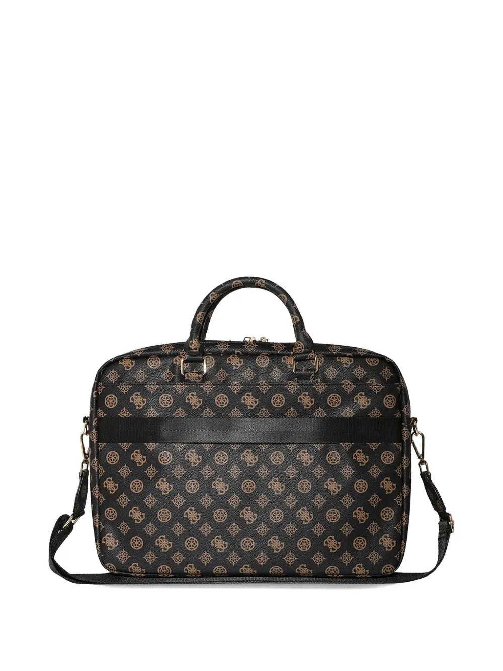 GUESS USA monogram-pattern laptop bag - Zwart